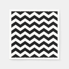 Zigzag Chevron Black And White スタンダードカクテルナプキン