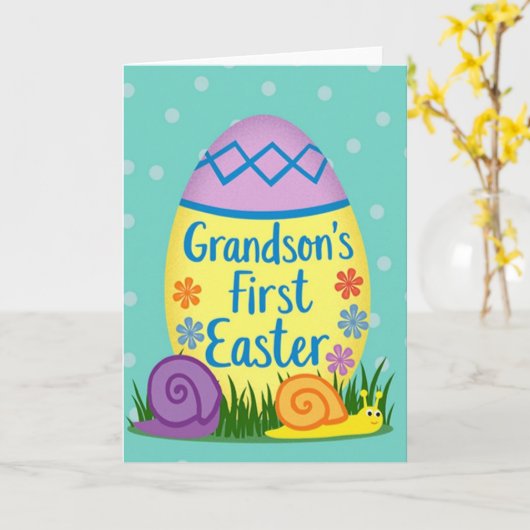 Zigzag Easter Grandson Card カード (黄色い花)