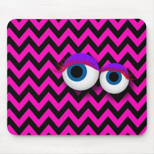 ZigZag eye Monster pad : pink マウスパッド (正面)