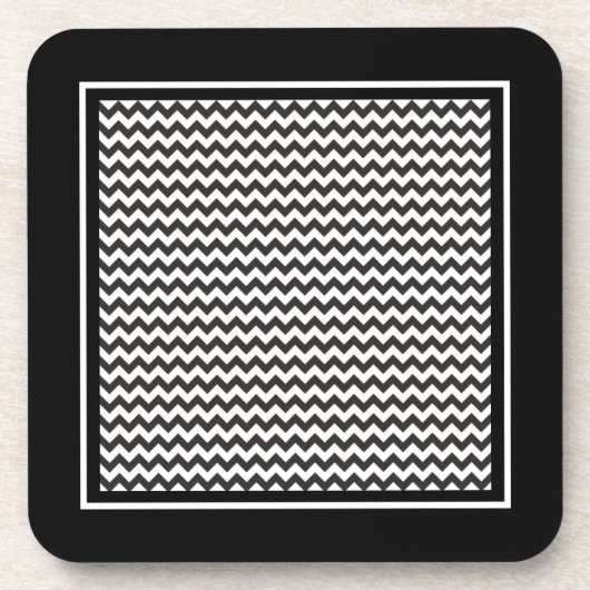 Zigzags Cork Coaster、黒と白の山形 コースター (正面)