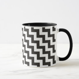 Zigzags Ringer Mug、黒と白の山形 マグカップ