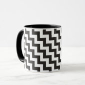 Zigzags Ringer Mug、黒と白の山形 マグカップ (正面左)