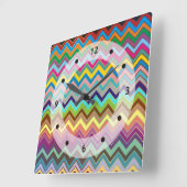 ZIGZIGGパターン – 色付き+アイディア スクエア壁時計 (傾斜)