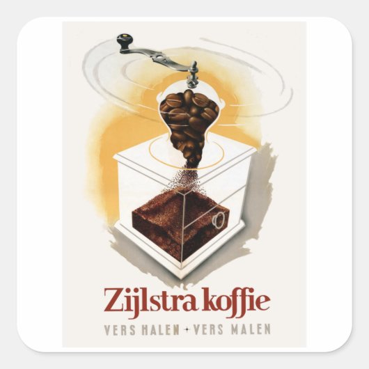 Zijlstra koffie -ヴィンテージコーヒー広告 スクエアシール (正面)