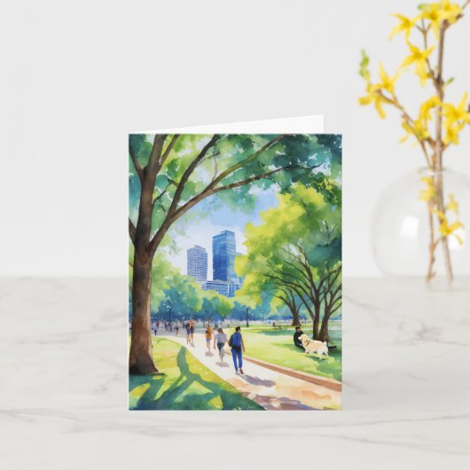 Zilker Park Austin Texas Watercolor カード (黄色い花)
