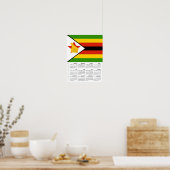 Zimbabwe 2026 Calendar, Large, Zimbabwe Flag ポスター (キッチン)