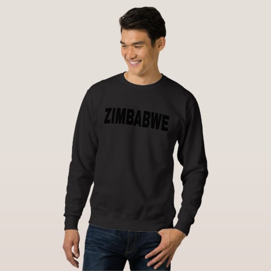 Zimbabwe Black Text Apparel スウェットシャツ (正面フル)