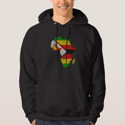 Zimbabwe Flag Africa Continent Silhouette Gift Zim パーカ (正面)