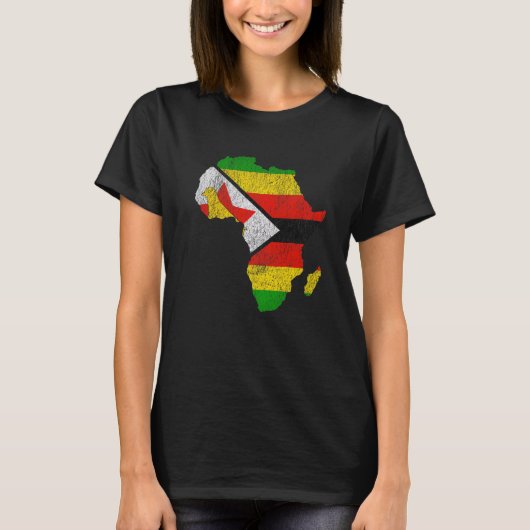Zimbabwe Flag Africa Continent Silhouette Gift Zim Tシャツ (正面)