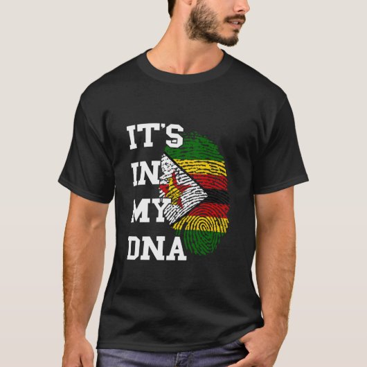 Zimbabwe Flag It's In My DNA Thumbmark Zimbabwean  Tシャツ (正面)