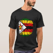 Zimbabwe Flag Sunflower Zimbabwean Roots Zimbabwea Tシャツ (正面)