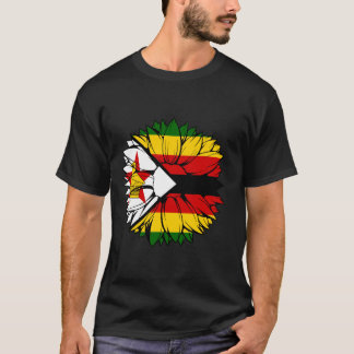 Zimbabwe Flag Sunflower Zimbabwean Roots Zimbabwea Tシャツ