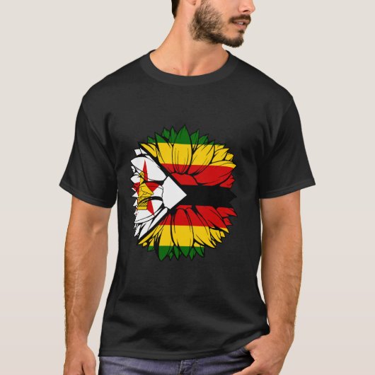 Zimbabwe Flag Sunflower Zimbabwean Roots Zimbabwea Tシャツ (正面)