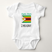 Zimbabwe Zimbabwean Flag Personalized Text ベビーボディスーツ (正面)