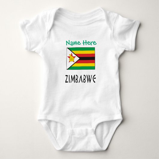 Zimbabwe Zimbabwean Flag Personalized Text ベビーボディスーツ (正面)