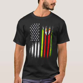 Zimbabwean American Patriot Grown Country USA Flag Tシャツ