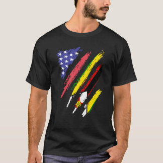 Zimbabwean American Patriot Grown Heart Flag Strip Tシャツ