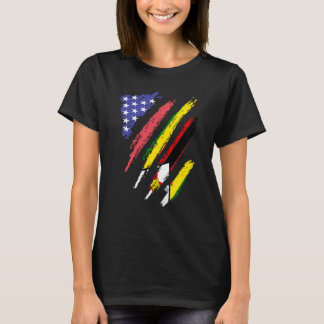 Zimbabwean American Patriot Grown Heart Flag Strip Tシャツ