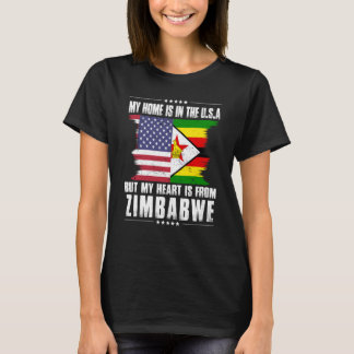 Zimbabwean American Patriot Grown Proud Home Heart Tシャツ