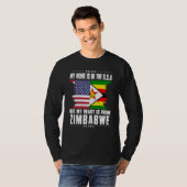 Zimbabwean American Patriot Grown Proud Home Heart Tシャツ (正面フル)