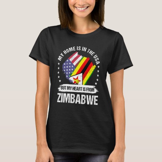 Zimbabwean American Patriot Grown Proud My Heart i Tシャツ (正面)