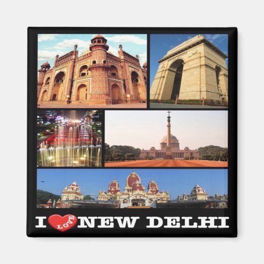 zIN024 i love NEW DELHI，インド，アジア，冷蔵庫 マグネット (正面)