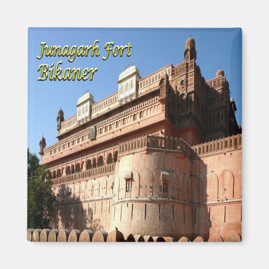 zIN031 JUNAGARH FORT BIKANER、インド、冷蔵庫 マグネット (正面)