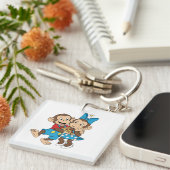 Zina and Mimo with a slice of pizza. キーホルダー (正面右)