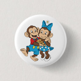 Zina and Mimo with a slice of pizza. 缶バッジ