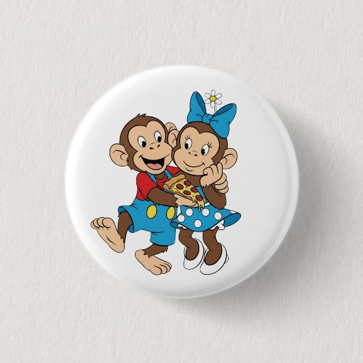 Zina and Mimo with a slice of pizza. 缶バッジ (正面)