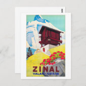 Zinal Switzerland Vintageポスター復元 ポストカード (正面/裏面)