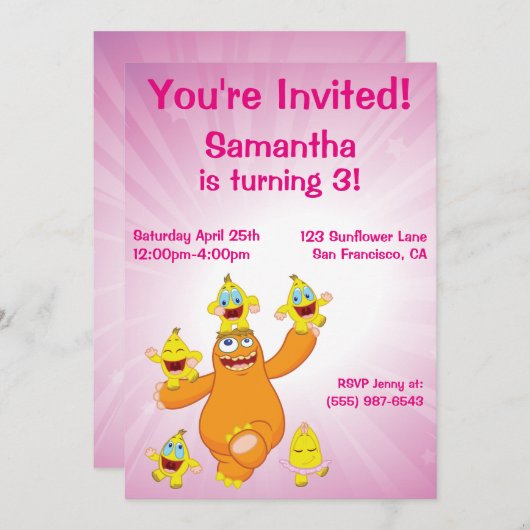 ZingozおよびZangozのおもしろい 招待状 (正面/裏面)