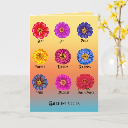 Zinnia とともに現れる聖霊の実 カード (黄色い花)