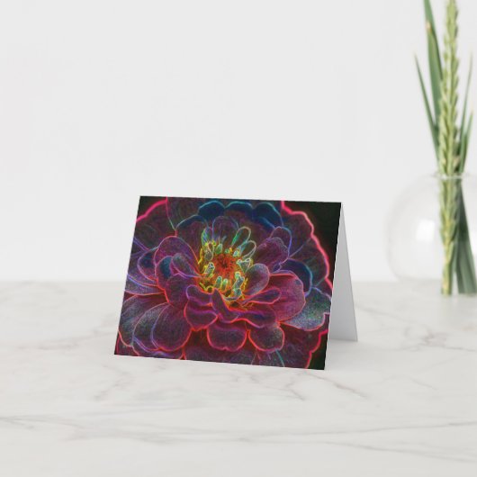 Zinnia Abstract Flower Art Note カード (正面)