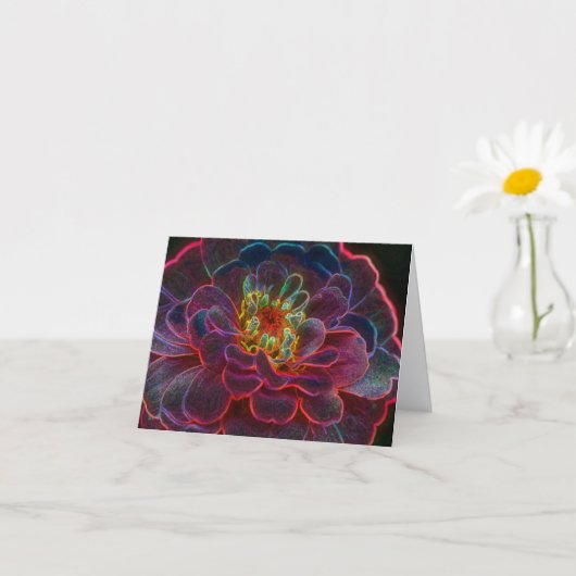 Zinnia Abstract Flower Art Note カード (小さな植物)