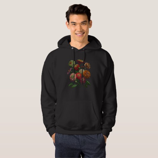 Zinnia Flowers Floral Bouquet Design パーカ (正面フル)