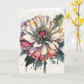 Zinnia - Watercolor flowers カード (黄色い花)
