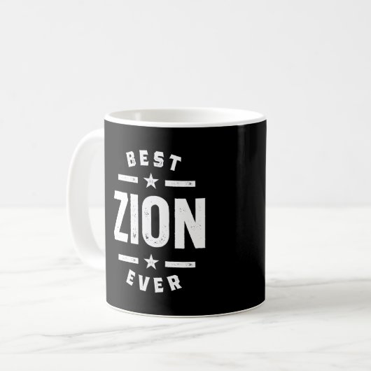 Zion名パーソナライズされた前誕生日 コーヒーマグカップ (正面左)