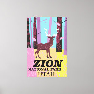 Zion国立公園ユタ旅行ポスター。 キャンバスプリント