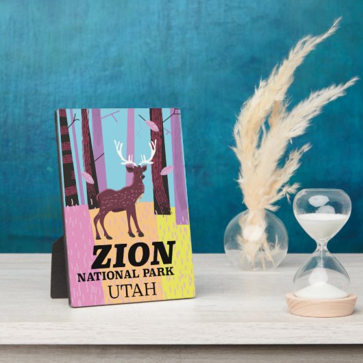 Zion国立公園ユタ旅行ポスター。 フォトプラーク (側面)