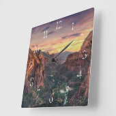 Zion渓谷の国立公園 スクエア壁時計 (傾斜)