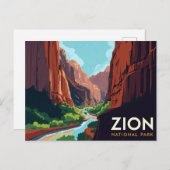 Zion Canyon Narrows Vintage Poster ポストカード (正面/裏面)