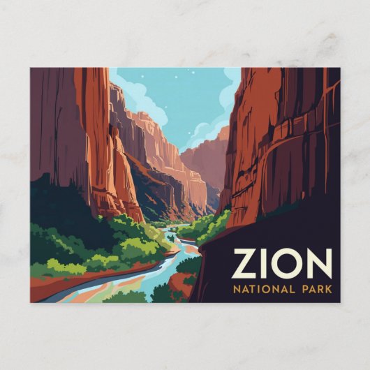Zion Canyon Narrows Vintage Poster ポストカード (正面)