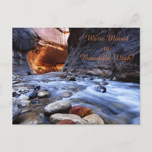 Zion Narrows、新しいアドレス案内 案内ポストカード (正面)