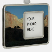 Zion National Parkの朝赤岩 シルバープレートフレームオーナメント (右)