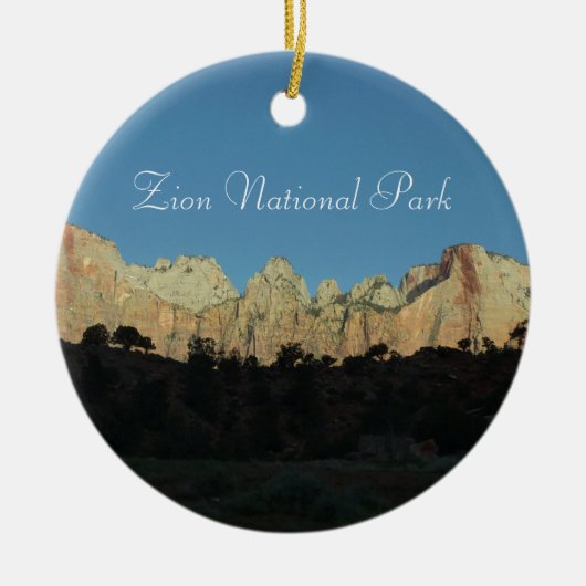 Zion National Parkの朝赤岩 セラミックオーナメント (正面)