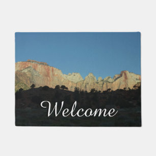 Zion National Parkの朝赤岩 ドアマット