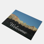 Zion National Parkの朝赤岩 ドアマット (アングル)