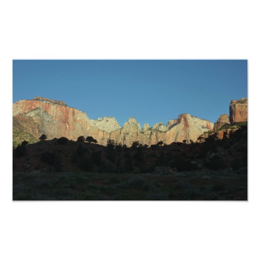Zion National Parkの朝赤岩 フォトプリント (正面)