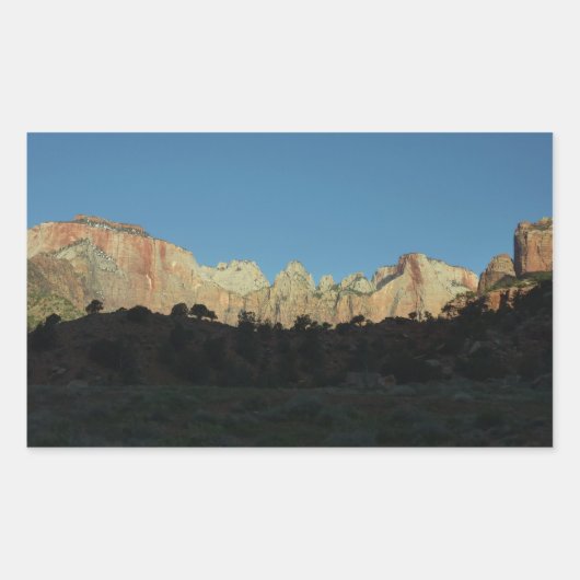 Zion National Parkの朝赤岩 長方形シール (正面)